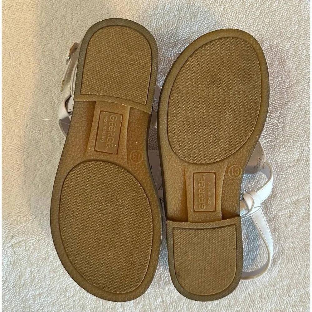NWT, George Girl's Size 13 White Sandal
